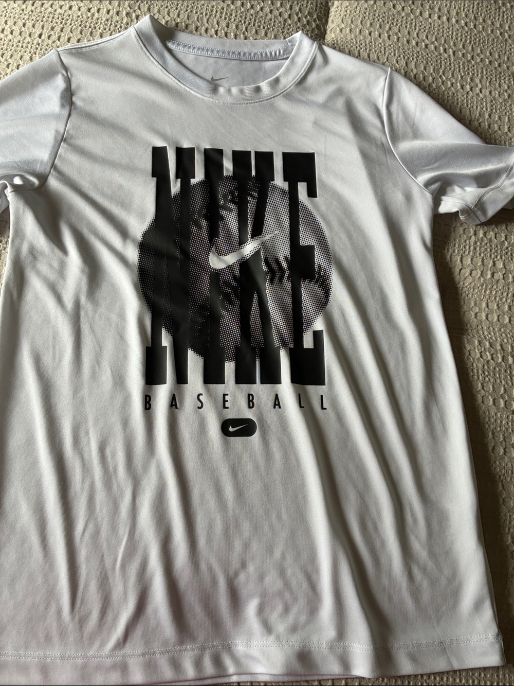 Nike White Tee with Black Baseball Graphic